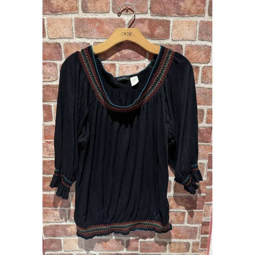 New Directions Boho Tunic Top Women's Size XL Multicolor Abstract 3/4 Sleeve